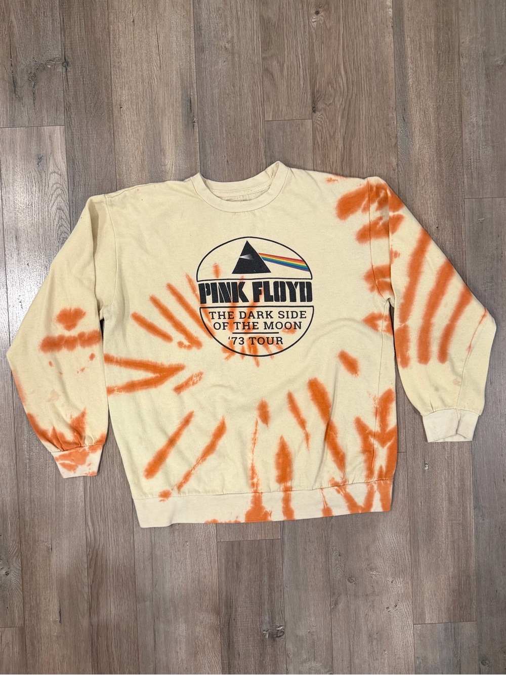 Pink Floyd Cream and Orange Tie-Dye 'The Dark Side of the Moon' Sweatshirt
